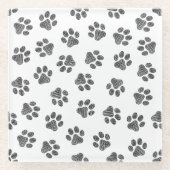 Doodle Paws, Dog Paws, Black Paws Glazen Onderzetter (Voorkant)