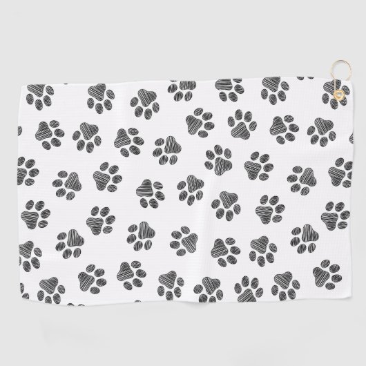 Doodle Paws, Dog Paws, Black Paws Golfhanddoek (Horizontaal)