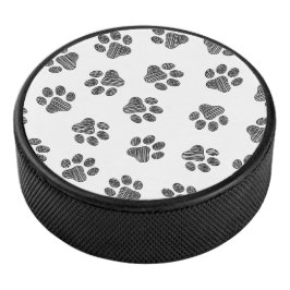 Doodle Paws, Dog Paws, Black Paws Hockey Puck