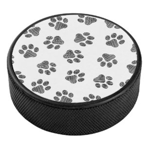 Doodle Paws, Dog Paws, Black Paws Hockey Puck