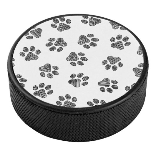 Doodle Paws, Dog Paws, Black Paws Hockey Puck (3/4)