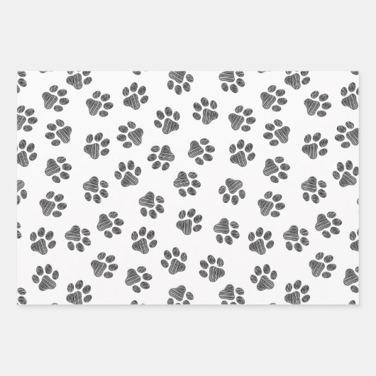 Doodle Paws, Dog Paws, Black Paws Inpakpapier Vel (Voorkant 2)