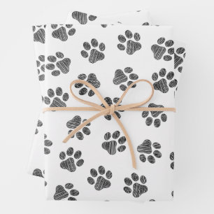 Doodle Paws, Dog Paws, Black Paws Inpakpapier Vel