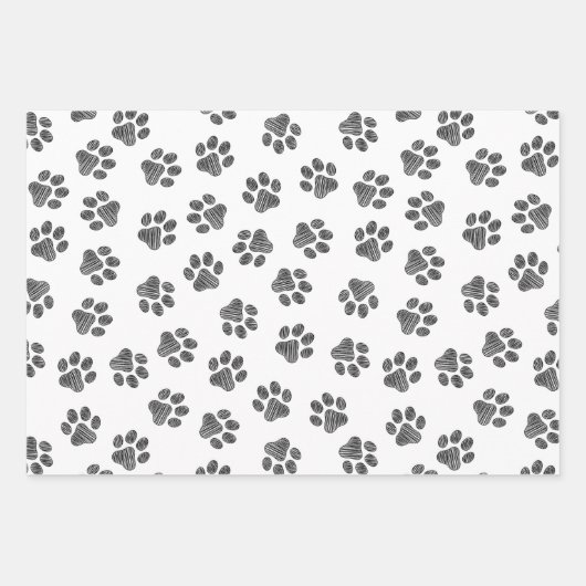 Doodle Paws, Dog Paws, Black Paws Inpakpapier Vel (Voorkant)