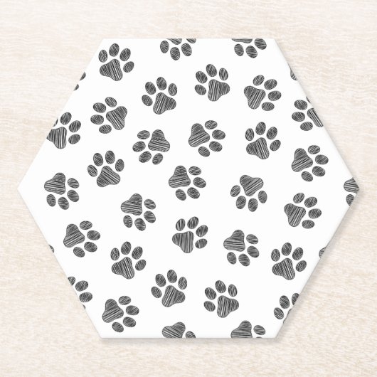 Doodle Paws, Dog Paws, Black Paws Kartonnen Onderzetters (Voorkant)