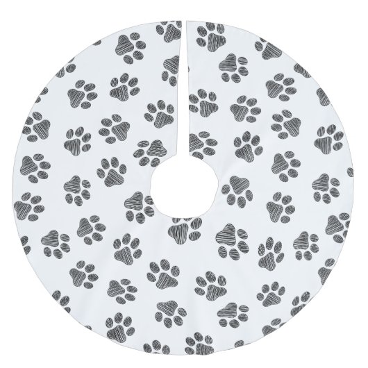 Doodle Paws, Dog Paws, Black Paws Kerstboom Rok (Voorkant)