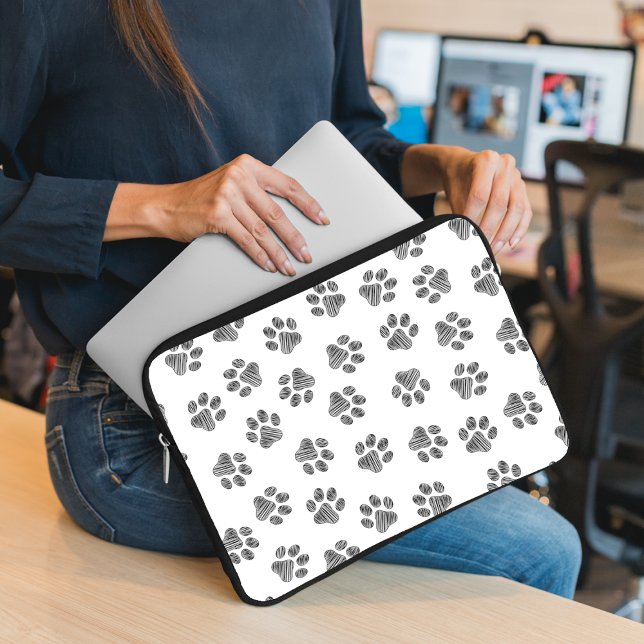 Doodle Paws, Dog Paws, Black Paws Laptop Sleeve (Creator heeft geüpload)