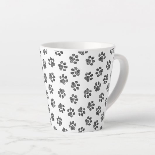 Doodle Paws, Dog Paws, Black Paws Latte Mok (Rechterhoek)