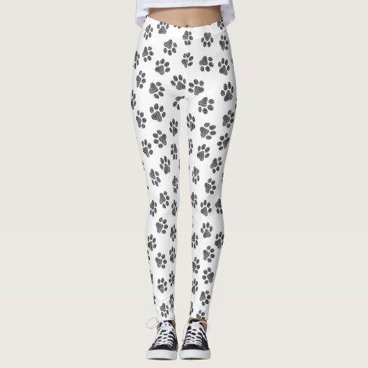 Doodle Paws, Dog Paws, Black Paws Leggings (Voorkant)