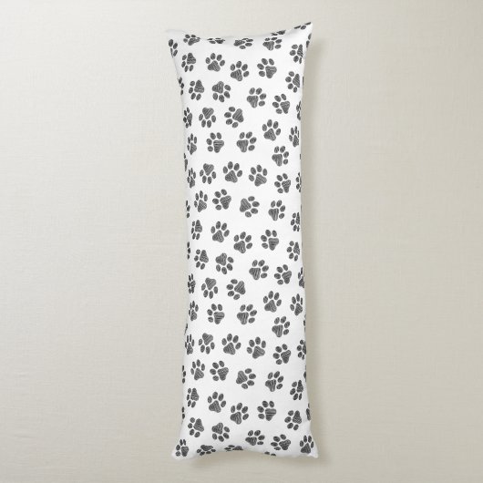 Doodle Paws, Dog Paws, Black Paws Lichaamskussen (Achterkant (Verticaal))