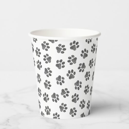 Doodle Paws, Dog Paws, Black Paws Papieren Bekers (Achterkant)