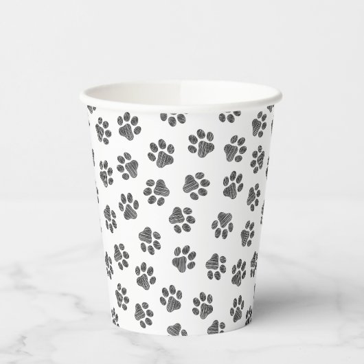 Doodle Paws, Dog Paws, Black Paws Papieren Bekers (Links)