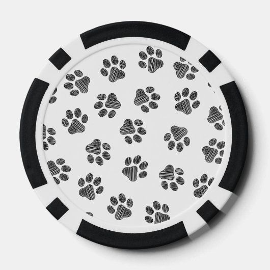 Doodle Paws, Dog Paws, Black Paws Poker Chips (Achterkant)