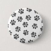 Doodle Paws, Dog Paws, Black Paws Ronde Button 5,7 Cm (Voorkant)