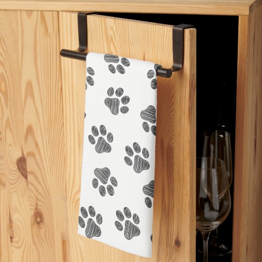 Doodle Paws, Dog Paws, Black Paws Theedoek (Derde Gevouwen)