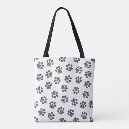 Doodle Paws, Dog Paws, Black Paws Tote Bag (Achterkant)