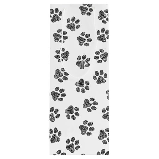 Doodle Paws, Dog Paws, Black Paws Wijn Cadeautas (Achterkant)