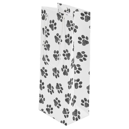 Doodle Paws, Dog Paws, Black Paws Wijn Cadeautas (Achterkant Gekanteld)
