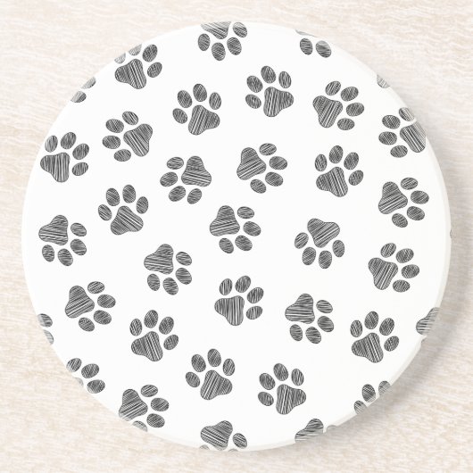 Doodle Paws, Dog Paws, Black Paws Zandsteen Onderzetter (Voorkant)