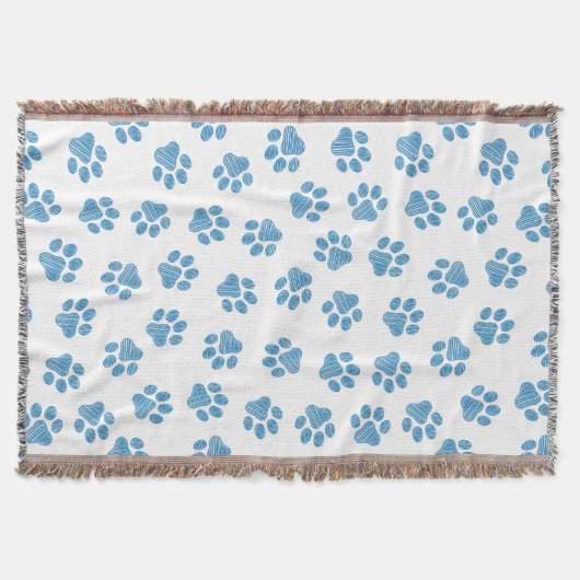 Doodle Paws, Dog Paws, Blauwe Paws Deken (Voorkant)
