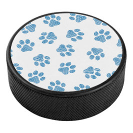 Doodle Paws, Dog Paws, Blauwe Paws Hockey Puck