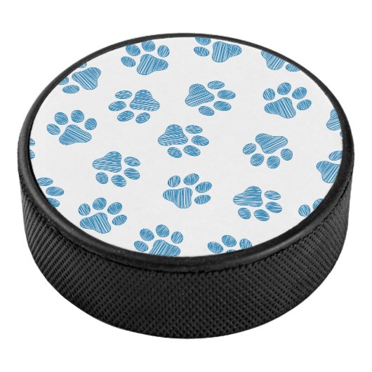 Doodle Paws, Dog Paws, Blauwe Paws Hockey Puck (3/4)