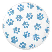 Doodle Paws, Dog Paws, Blauwe Paws Keramische Knop (Voorkant)