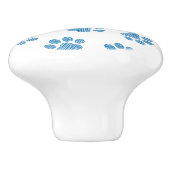 Doodle Paws, Dog Paws, Blauwe Paws Keramische Knop (Zijkant)