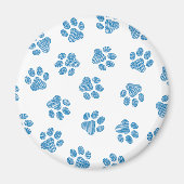 Doodle Paws, Dog Paws, Blauwe Paws Magneet (Voorkant)