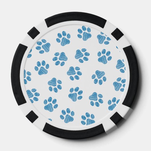 Doodle Paws, Dog Paws, Blauwe Paws Poker Chips (Achterkant)