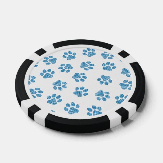 Doodle Paws, Dog Paws, Blauwe Paws Poker Chips (Enkel)