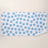 Doodle Paws, Dog Paws, Blauwe Paws Strandlaken (Voorkant)