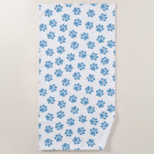 Doodle Paws, Dog Paws, Blauwe Paws Strandlaken (Voorkant)