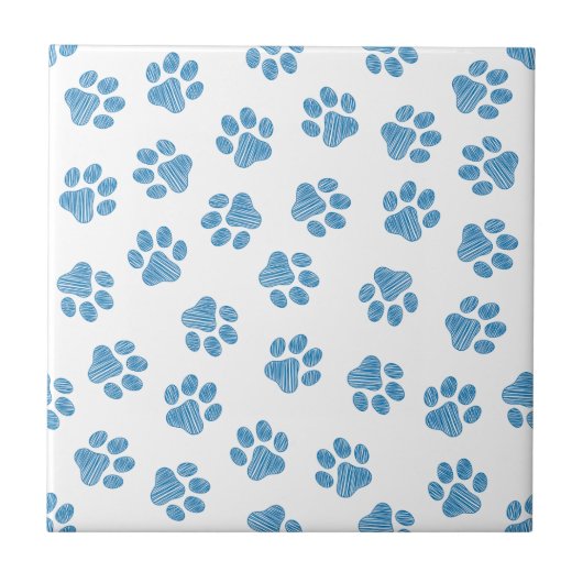 Doodle Paws, Dog Paws, Blauwe Paws Tegeltje (Voorkant)