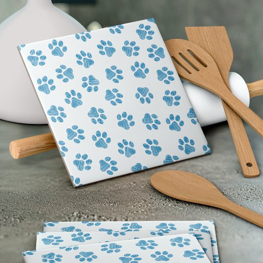 Doodle Paws, Dog Paws, Blauwe Paws Tegeltje