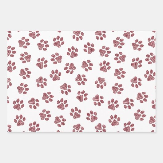 Doodle Paws, Dog Paws, Bourgogne Paws Inpakpapier Vel (Voorkant 2)