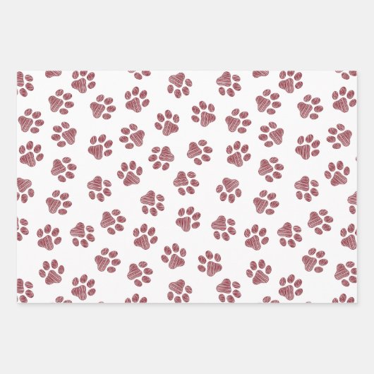 Doodle Paws, Dog Paws, Bourgogne Paws Inpakpapier Vel (Voorkant)