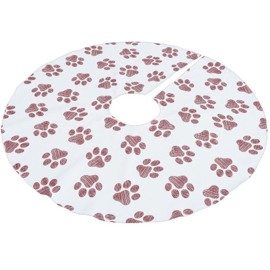 Doodle Paws, Dog Paws, Bourgogne Paws Kerstboom Rok (Gekanteld)