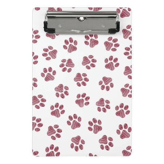 Doodle Paws, Dog Paws, Bourgogne Paws Mini Klembord (Voorkant)