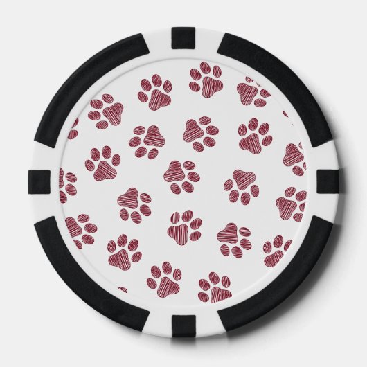 Doodle Paws, Dog Paws, Bourgogne Paws Poker Chips (Voorkant)