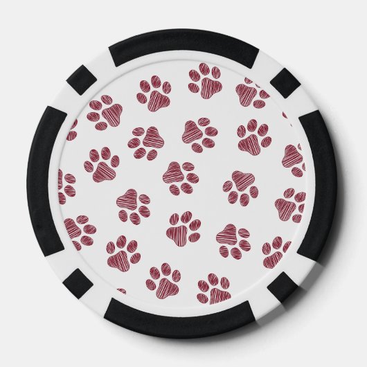 Doodle Paws, Dog Paws, Bourgogne Paws Poker Chips (Achterkant)