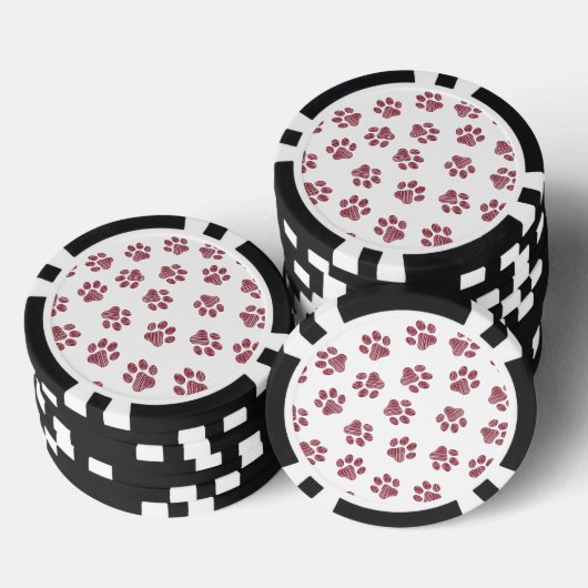 Doodle Paws, Dog Paws, Bourgogne Paws Poker Chips (Opstapeling)