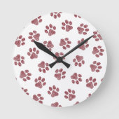 Doodle Paws, Dog Paws, Bourgogne Paws Ronde Klok (Voorkant)