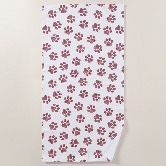 Doodle Paws, Dog Paws, Bourgogne Paws Strandlaken (Voorkant)