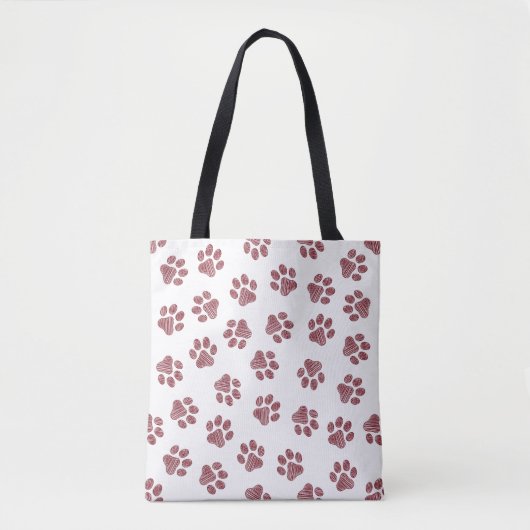 Doodle Paws, Dog Paws, Bourgogne Paws Tote Bag (Voorkant)