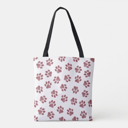 Doodle Paws, Dog Paws, Bourgogne Paws Tote Bag (Achterkant)