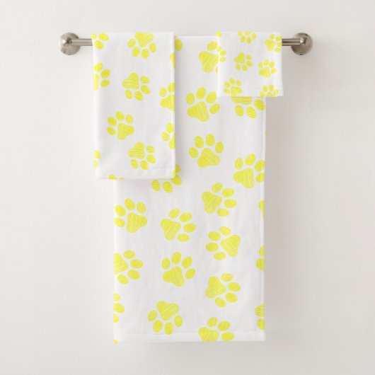 Doodle Paws, Dog Paws, Gele Paws Bad Handdoek (Insitu)