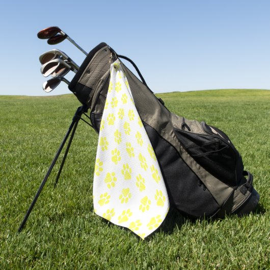 Doodle Paws, Dog Paws, Gele Paws Golfhanddoek (Groen)