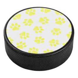 Doodle Paws, Dog Paws, Gele Paws Hockey Puck