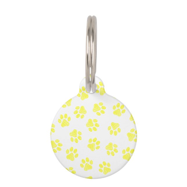 Doodle Paws, Dog Paws, Gele Paws Huisdierpenning (Voorkant)
